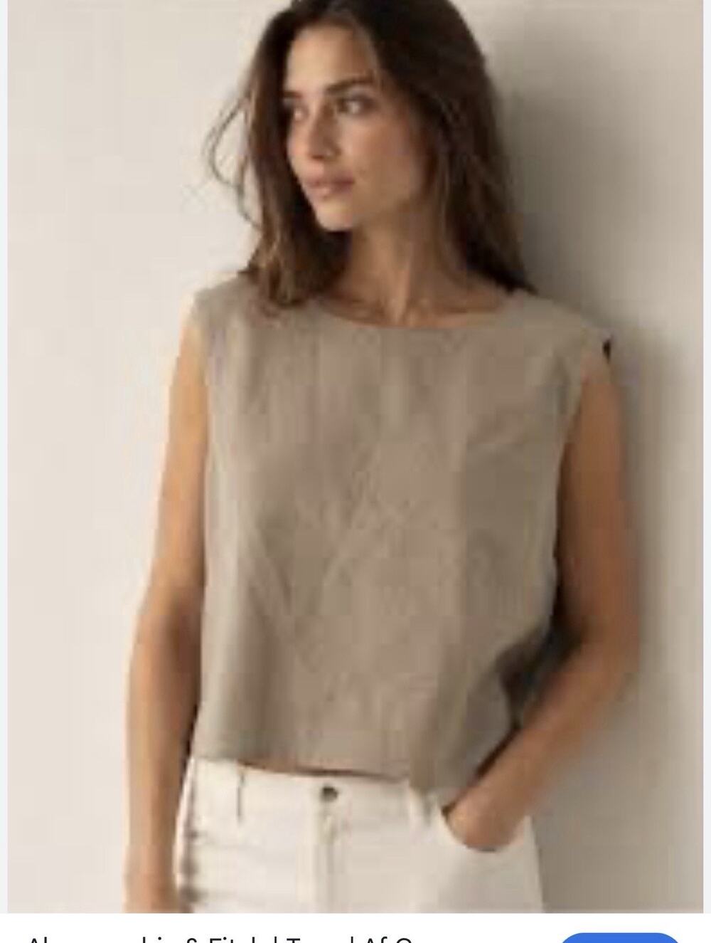 Abercrombie & Fitch Womens L Linen Blend Cropped Tank Top Beige Tan Minimalist